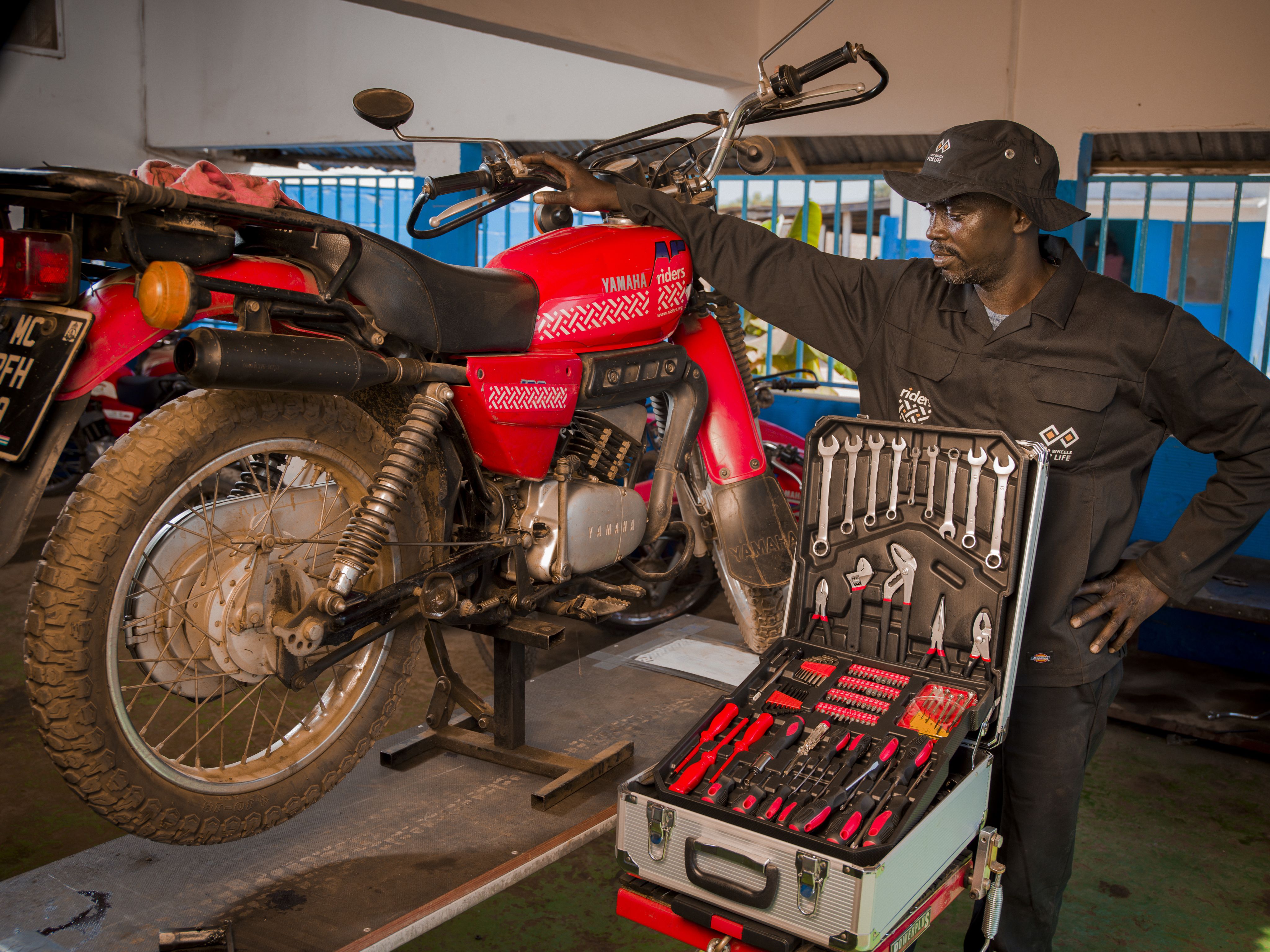 A Riders for Health motorcycle maintenance worker in The Gambia