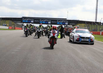 An awareness ride-along for Two Wheels for Life at the Silverstone circuit