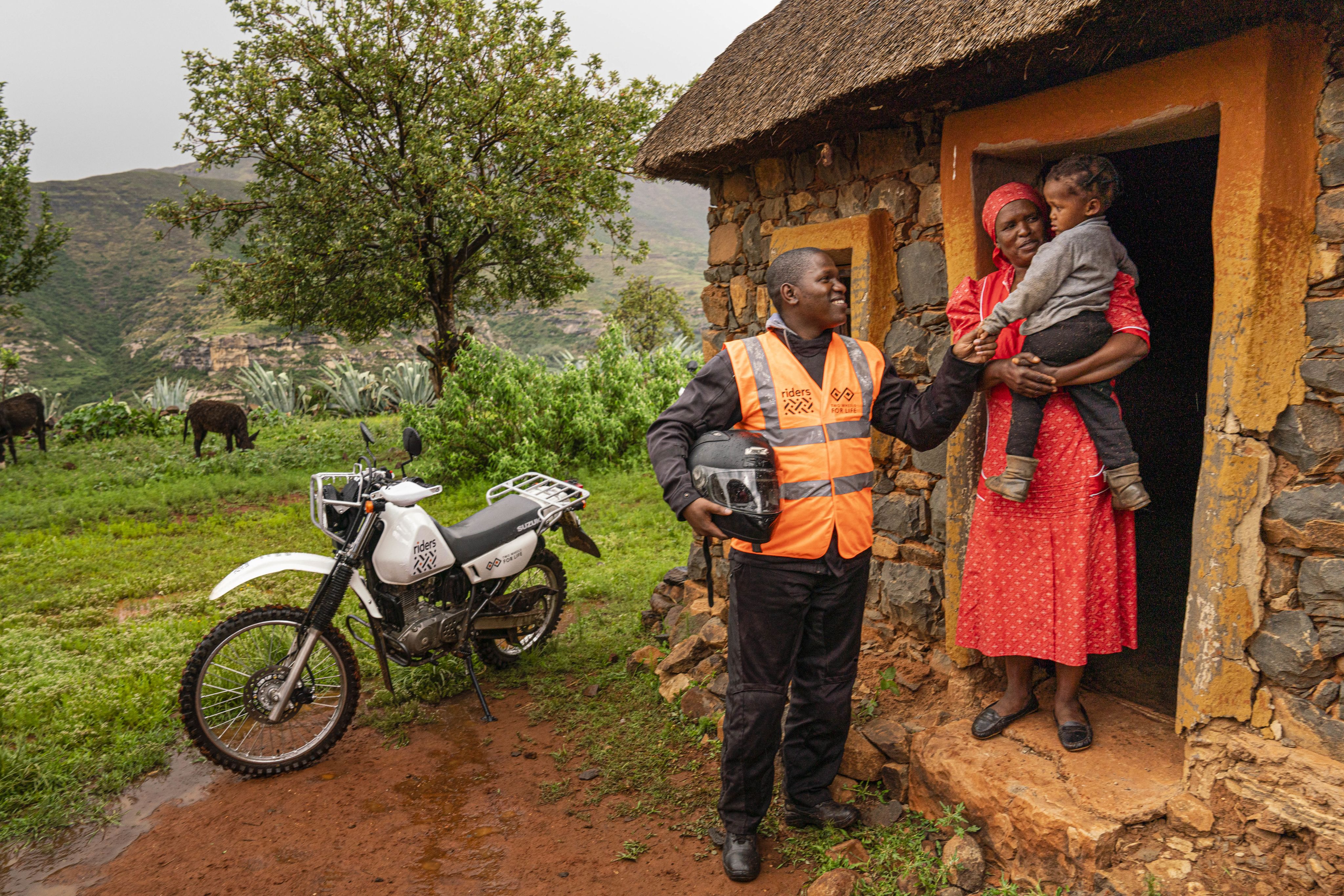 A Rider for Health during a home visit in the Berea district of Lesotho